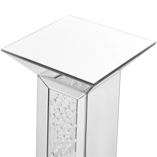 Elegant Decor Modern 12" Clear Crystal Mirrored Pedestal End Table - Picture 5 of 7