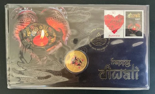 2017 Australia Happy Diwali Festival of Lights Perth Mint PNC with $1 Coin