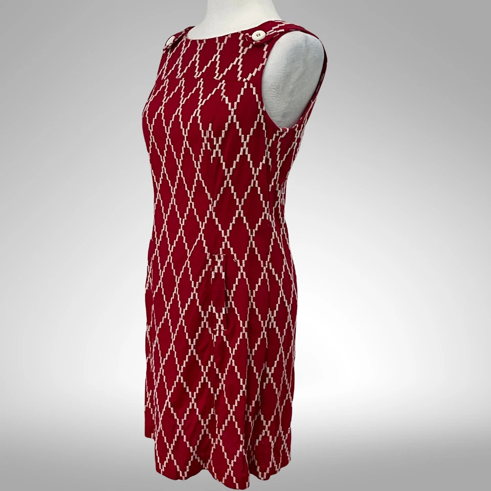 Vestido Vintage 2005 Línea A 6P Rojo Blanco Mod Jackie O WandaVision Style & Co Foto 2 de 4