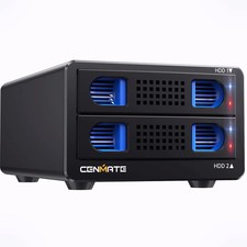 CENMATE Aluminum 2 Bay Hard Drive RAID Enclosure ASM1156R chip No Drives