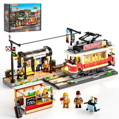 Lumibricks Heritage Tram and Station Lighting Building-Bricks Set - 1274 Pcs