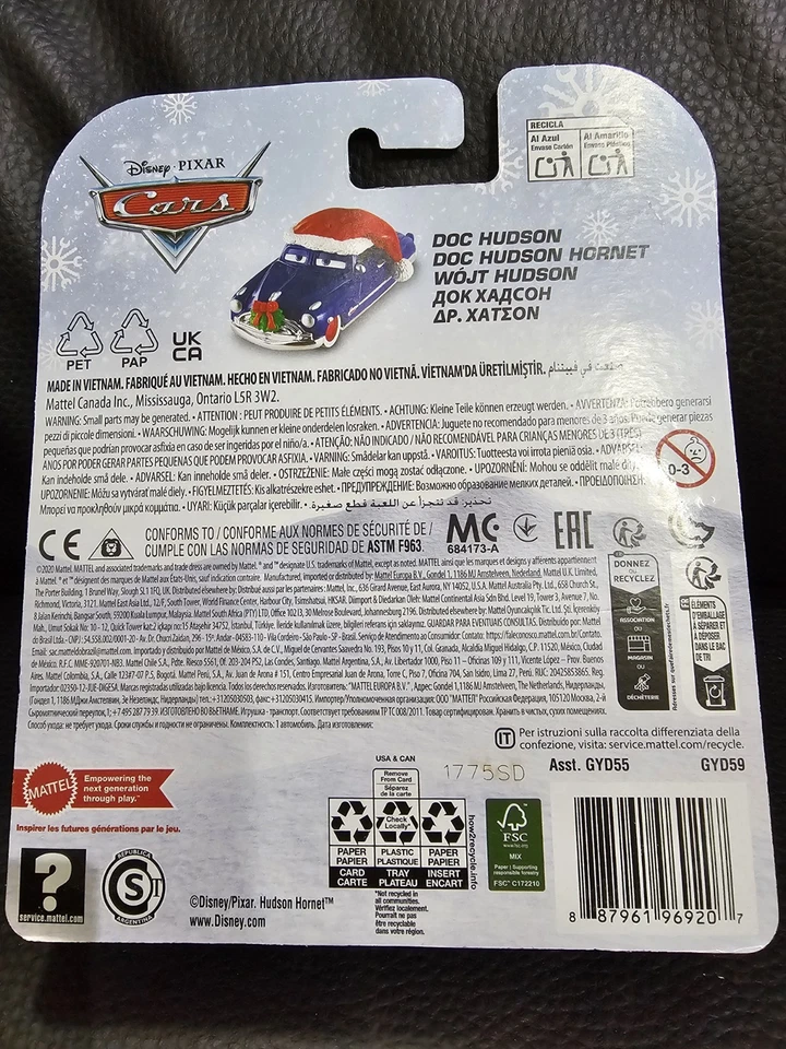 Cars Hudson Hornet Winter Edition Modellino In Metallo - Immagine 3 di 3