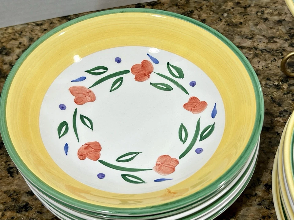 Juego de vajilla Libbey Spring Garden floral 18 piezas 6 ajustes de lugar colores vibrantes Foto 4 de 4