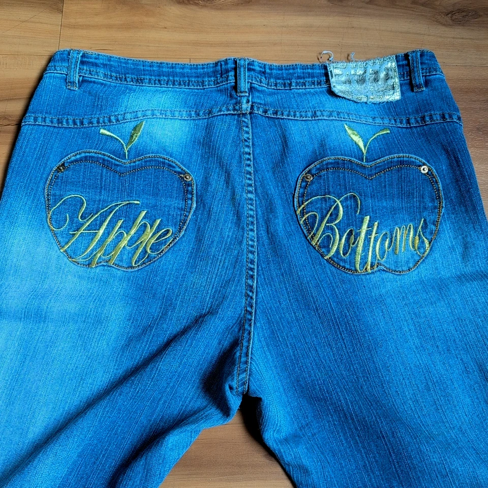 Pantalones Apple Bottoms vintage para mujer 18 tiro bajo bolsillos bordados Nelly años 90 Y2K Foto 2 de 4
