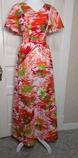 Vintage Ja-Na Of Hawaii Muumuu Maxi Dress Women's 7/8 Resort Flutter 910 