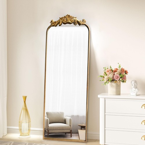 Ornate Gold Mirror,Vintage Arched Antique Floor Mirrors for Living Room Hallw... - Picture 9 of 9
