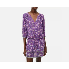Ulla Johnson Tunic Mini Dress Women Size 6 Purple Jaipur Floral Boho Lightweight