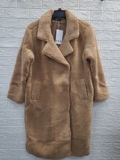 New Yours Maxi Borg Coat Size 14 Natural