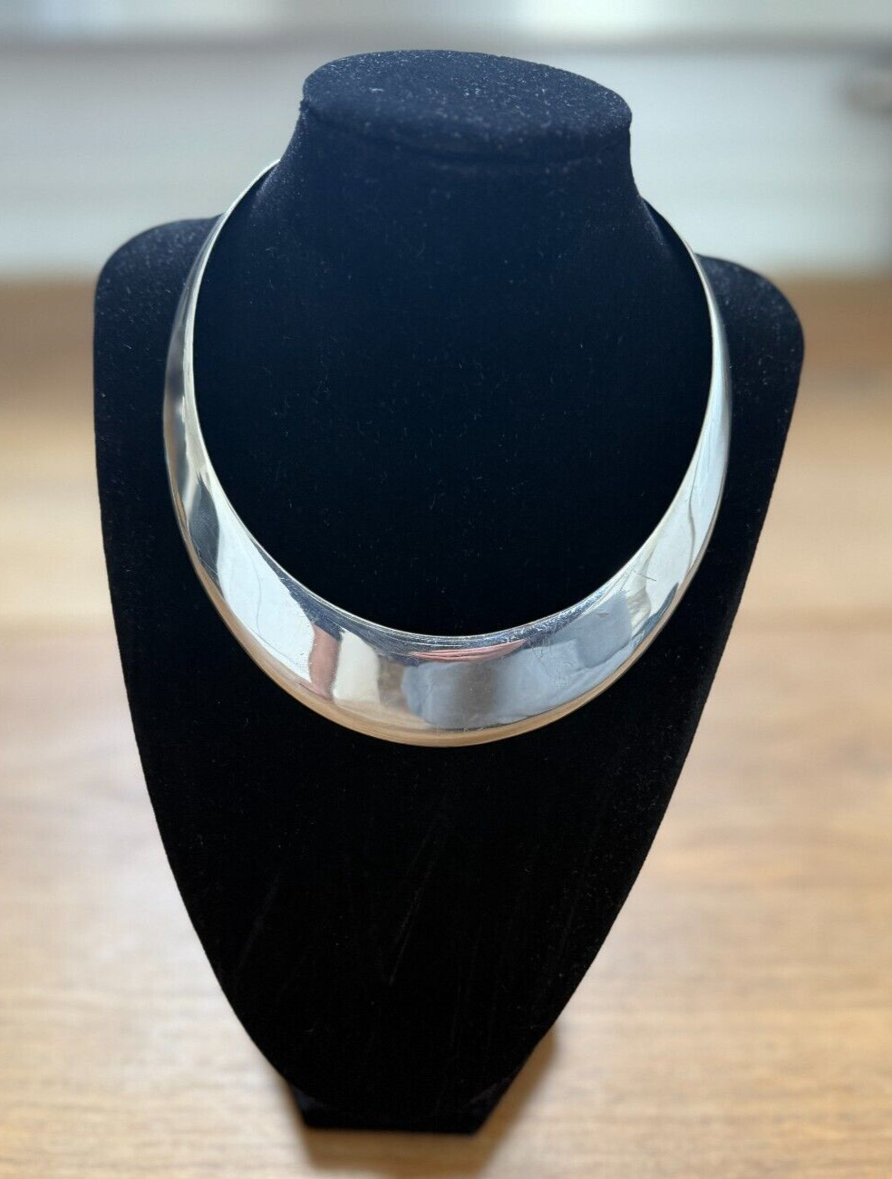 Vintage 60s Solid Silver Torque Collar Necklace 3… - image 10