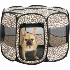 Large Pet Dog Cat Tent Playpen Exercise Soft Crate Portable Fold Case Leopard