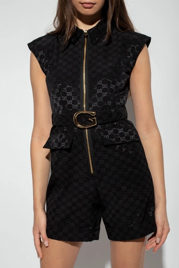 Combinaison de jeu Gucci Faille ceinturée noire Neuve avec étiquette PRIX CONSEILLÉ 4 USD + taxes