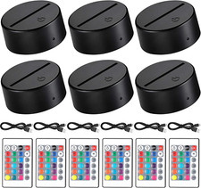 Base De Lampara Nocturna LED 3D Juego 616 Colores Con Control Remoto Y Cable USB
