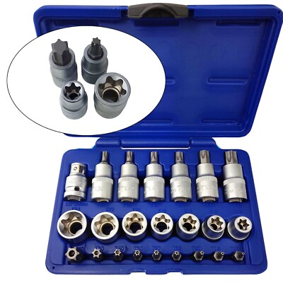 ASTA 23 tlg 1/2'' Steckschlüssel Satz Torx innen außen Nüsse E-Torx Nuss KFZ