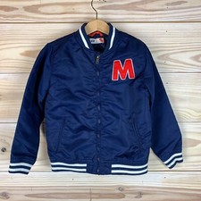 H M Kids Bomber Jacket Boy 7-8 Full Zip Insulated Flight Letter Patch Varsity