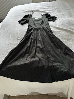 Vintage Laura Ashley Black Brocade Bow Open Back Party Dress