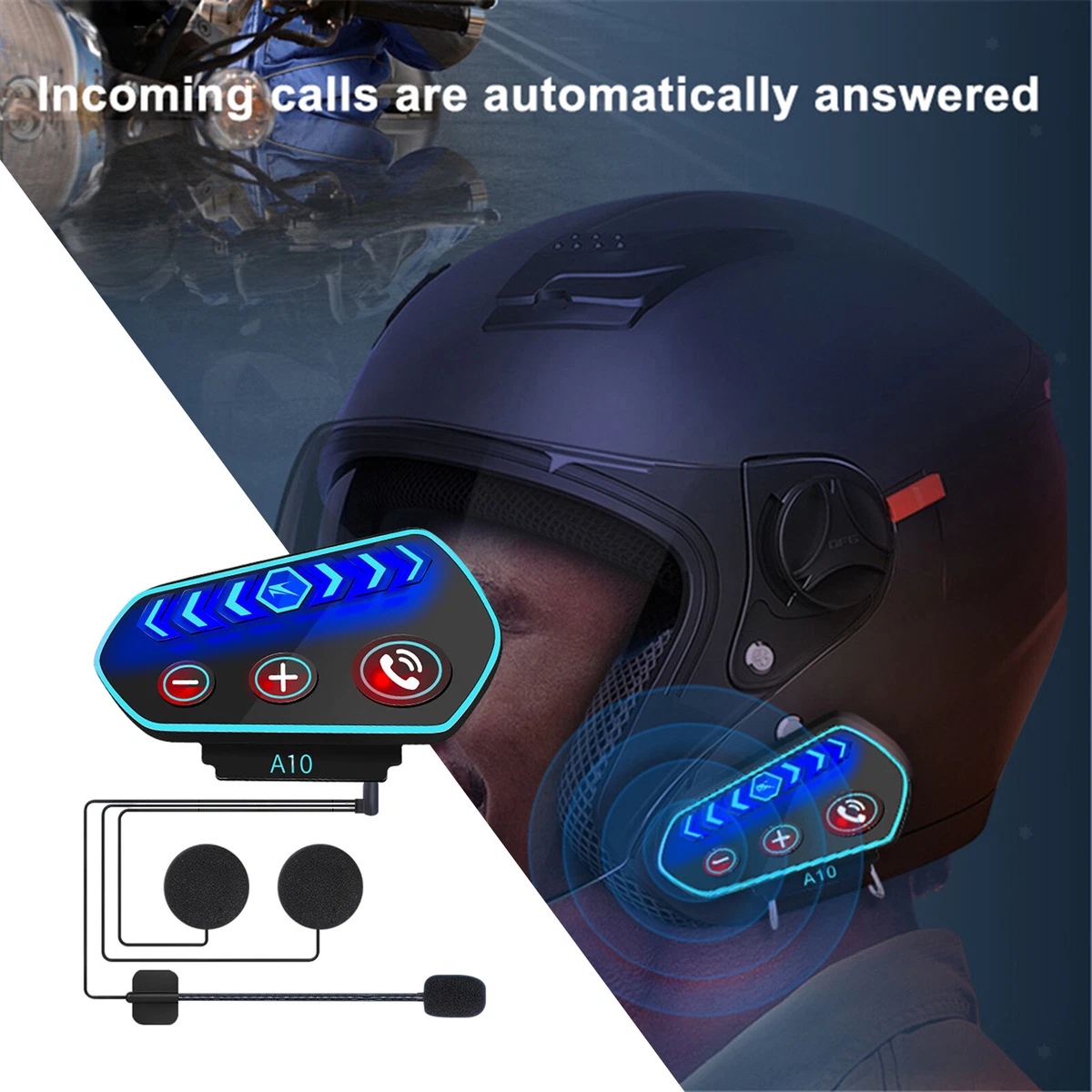 Helm-Headset Mit Bluetooth 5.0 – Abnehmbarer Akku, 1100 MAh, Für Motorradfahrer