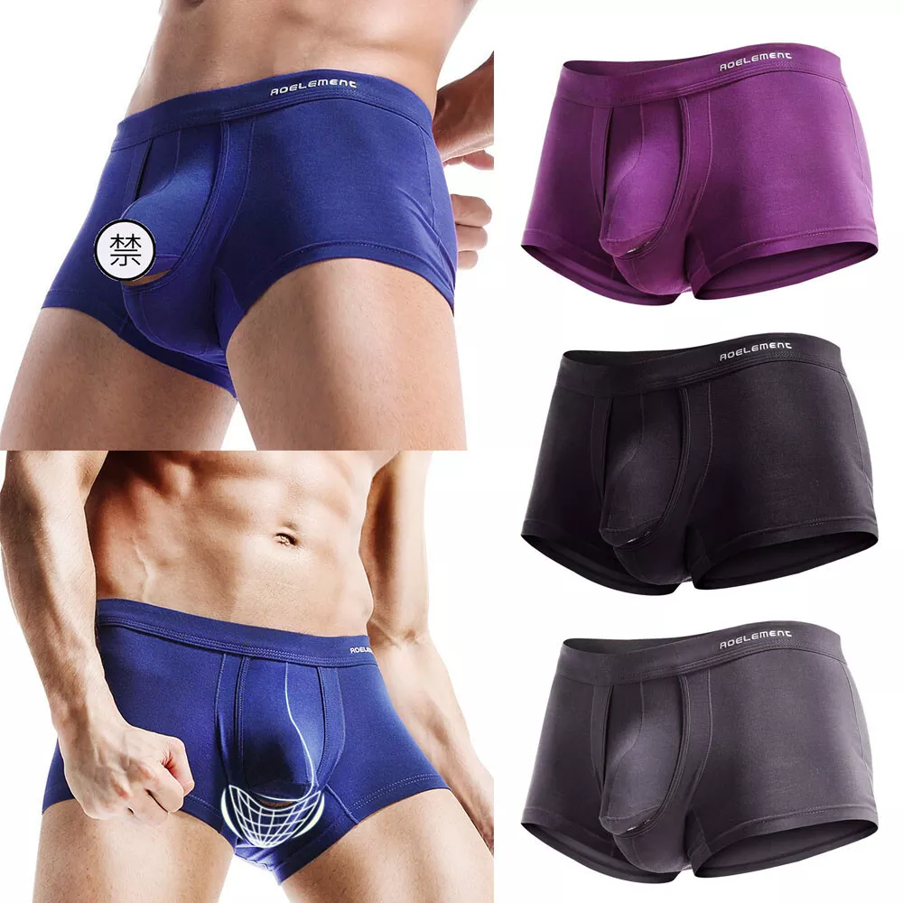 Mens Underwear Separate Penis Ball Pouch Breathable Comfort Sport Boxer  Shorts