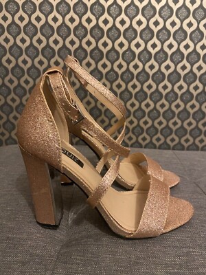 Rose gold sparkly criss cross heels, size 5, fab condition UK