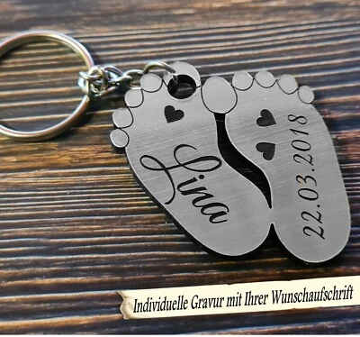 MARKENLOS Schlüsselanhänger - Baby Füßchen Geschenk Geburt Taufe Oma Opa Erinnerung