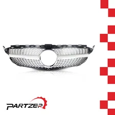 For 2015-18 Mercedes Benz C-Class W205 C43 C300 Silver Front Grille Chrome Grill