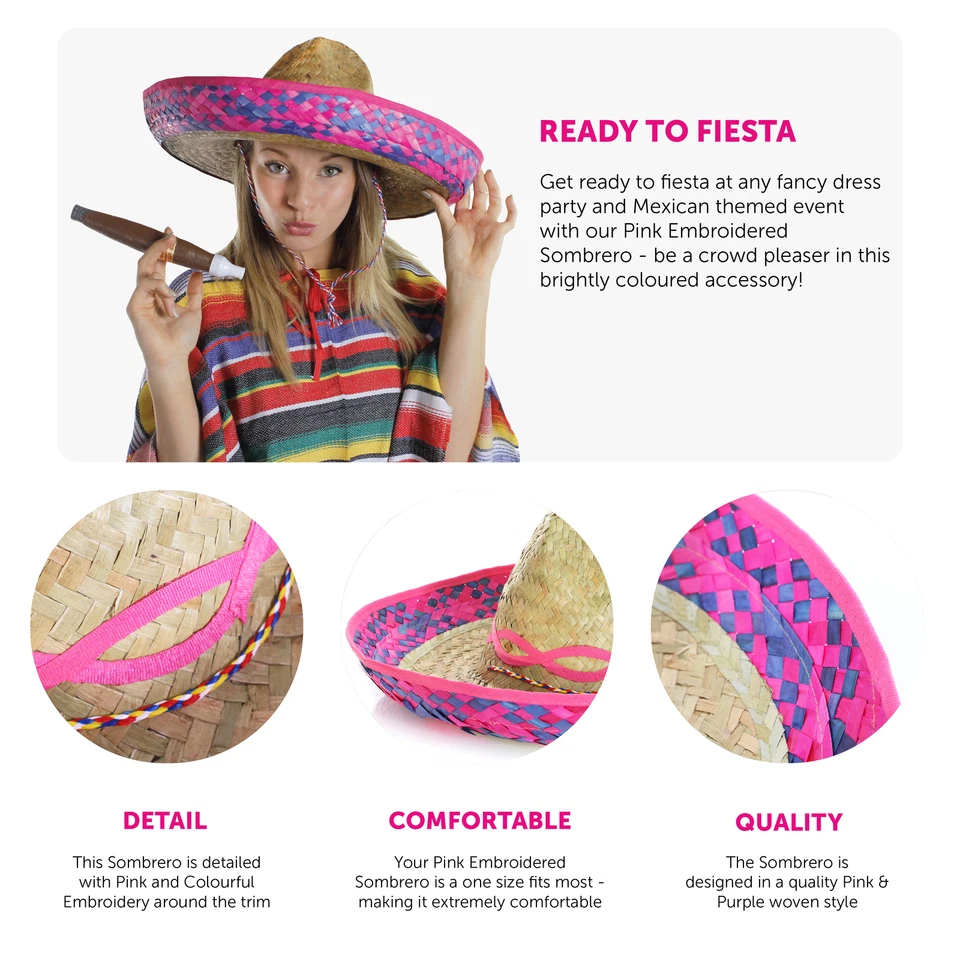 SOMBRERO HAT MEXICAN STRAW ACCESSORY HOLIDAY HEN STAG BANDIT FANCY DRESS LOT - Image 2 of 4