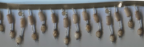 2" GREY GRAY BEADED FABRIC CANDY CANE HANGING FRINGE TRIM 9&1/2 YARDS - 第 1/1 張圖片