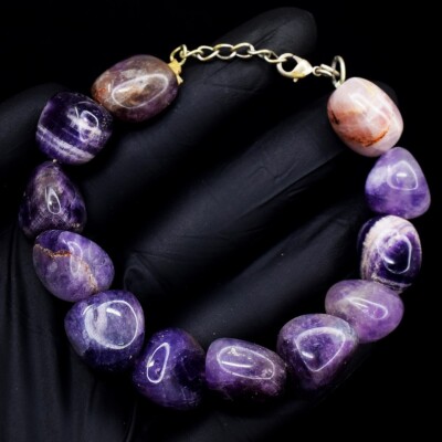 Hervorragendes Muster lila Amethyst 248,00 kt Perlen schönes Armband VK 16 E611