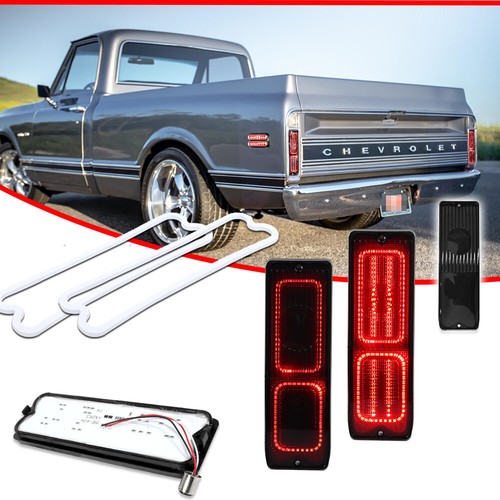 Smoke Lens LED Brake Tail Light Taillamps Kit for 1967-72 Chevrolet Pickup Truck - Picture 2 of 9