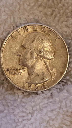 1964D Washington Quarter, Circulated, Ungraded, Very Fine Condition 90% Silver