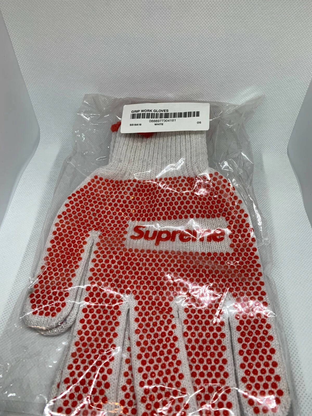 Supreme Grip Work Gloves SS18 Red White Brand New