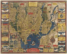 1920 Pictorial Map New Haven Connecticut Yale Historic Vintage Wall Art Poster