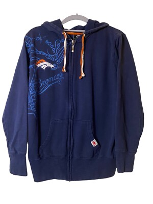 NFL Team Apparel Denver Broncos NFL Women's Full Zip Up Hoodie Sz S (PTP 19'')