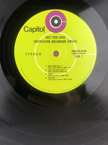 Quicksilver Messenger Service - Just For Love Vinyl LP - 1970 - Capitol SMAS-498 - Picture 5 of 8