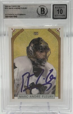 Marc-Andre Fleury Signed 2003-04 Topps C55 RC #151 BAS Autograph Grade 10!Card