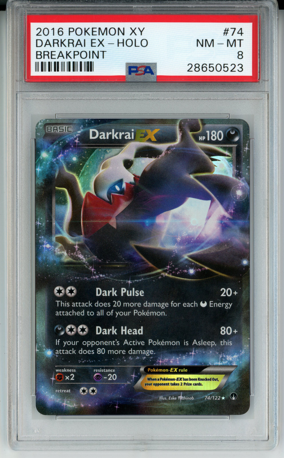 2016 POKEMON BREAKPOINT DARKRAI EX #74 HOLO PSA 8 NM-MINT #28650523