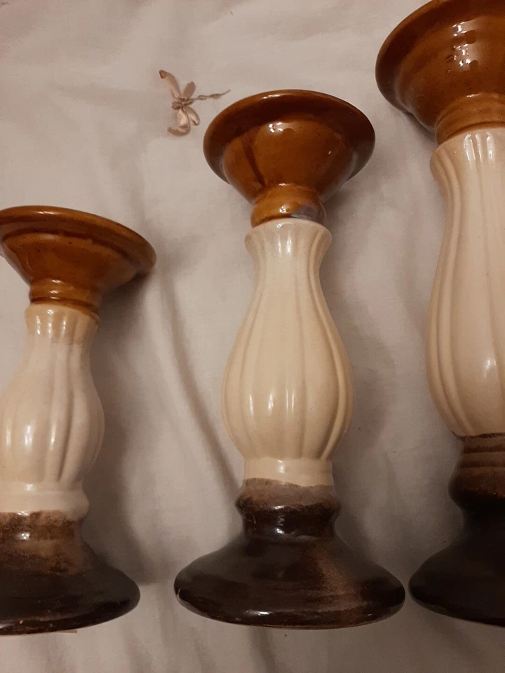 At Home Ceramic Pedestal Pillar Candle Holder Large 8", 10", 12” Candlesticks 3e - Image 4 of 4