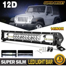 14" 300W Dual Row Spot Flood Combo LED Light Bar Offroad for Jeep Truck Tractor