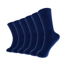 6 Pairs Comfortable Casual Cotton Socks for Women, Girls and Students Navy b...