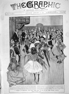 Original alter antiker Druck 1907 Kinder Kostüm Ball dummer Freundesbund