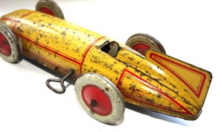 BURNETT BLUE BIRD TINPLATE CLOCKWORK RACING CAR NO. 14/6 EXTREMELY RARE 1930'S