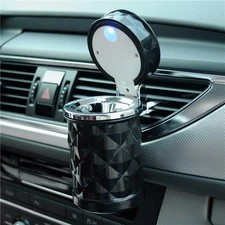 Car Ashtray Portable w/ LED Ashtray Smokeless Smoking Stand Cylinder Cup Holder