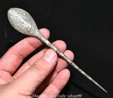5.5''Chinese Dynasty Silver Fengshui Animal Phoenix Bird Hairpin Hair Stick