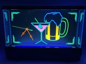 Vtg GEMINI Display Ltd NUON Black Light CLOCK Bar Cocktail made in USA