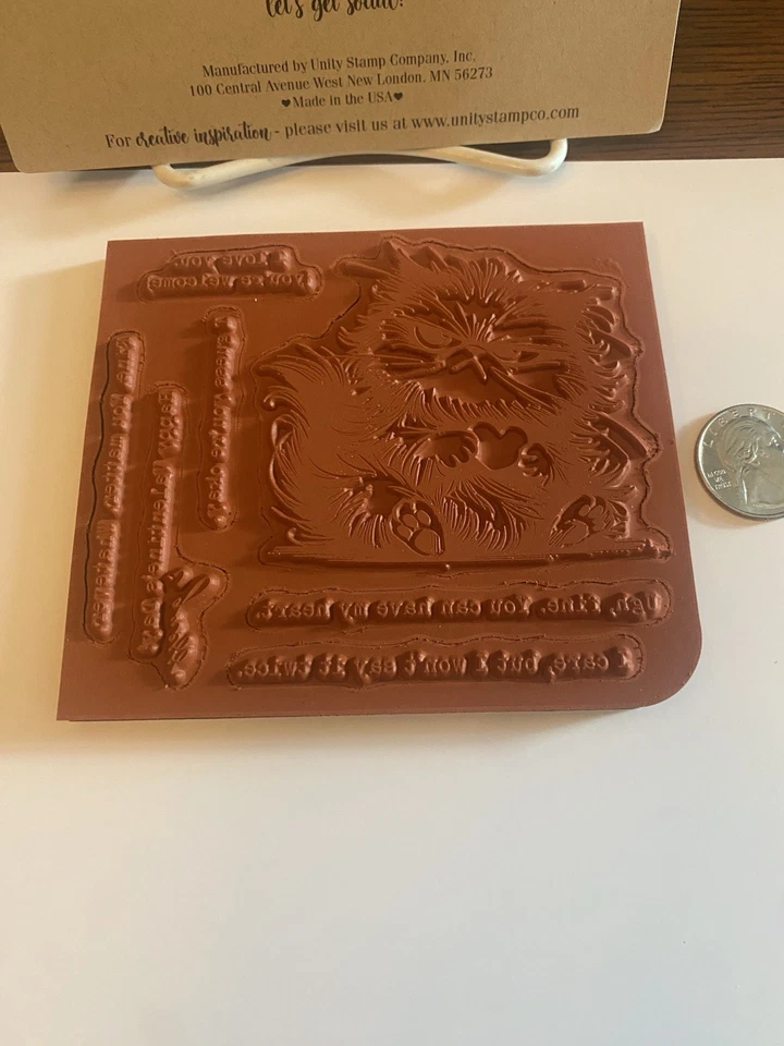 Nuevo paquete de estampillas y papel Reluctant Love Pissy Kitty de Unity Stamp Company Foto 4 de 4