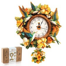 3D Wooden Puzzles for Adults, Hummingbird Pendulum Clock DIY Model Kit  Room...