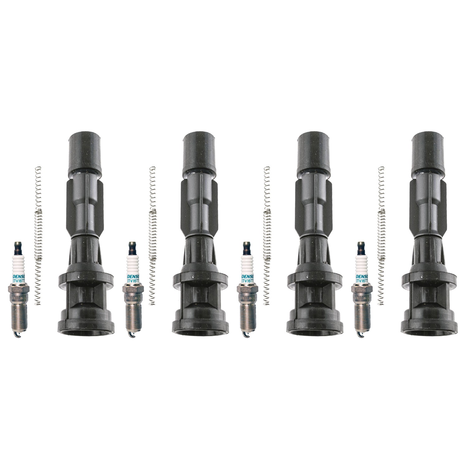 Denso 4 Iridium TT Spark Plugs 4 Coil Boots Kit for Mazda 5 Gas L4 2008-2015