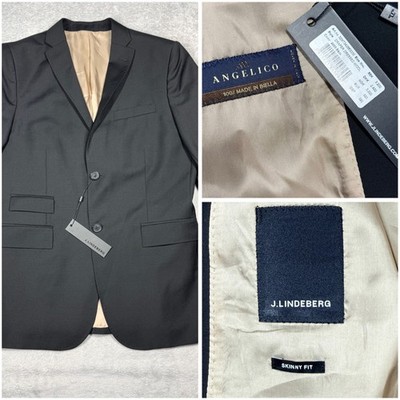 J Lindeberg Mens Black Wool Dress Blazer Jacket Size 50L 40L *READ*