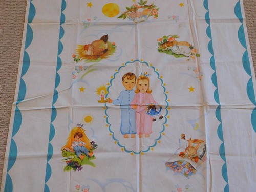 Vintage 1944 HIAWATHA Sleepy Head HEIRLOOM Baby CRIB QUILT KIT Colorful Print