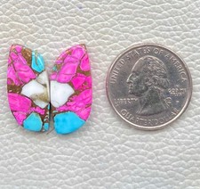 Cotton Candy Pair Kingman Turquoise Fancy Cabochon Gemstone 23 Ct F0 299