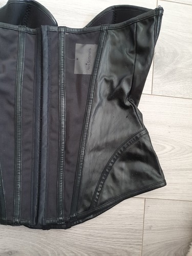 BNWT Vintage Ann Summers Indulge Black Faux Leather Corset Top Sze Mdm Very Rare - Picture 11 of 24